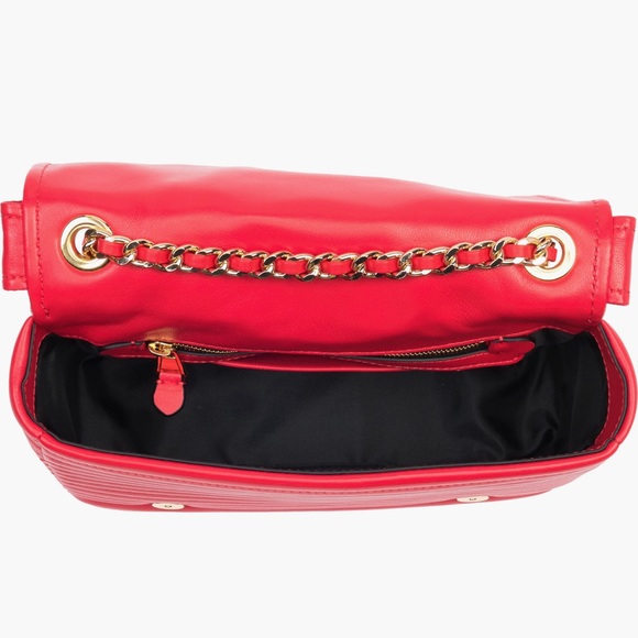 Moschino Red Signature biker jacket-inspired crossbody bag...